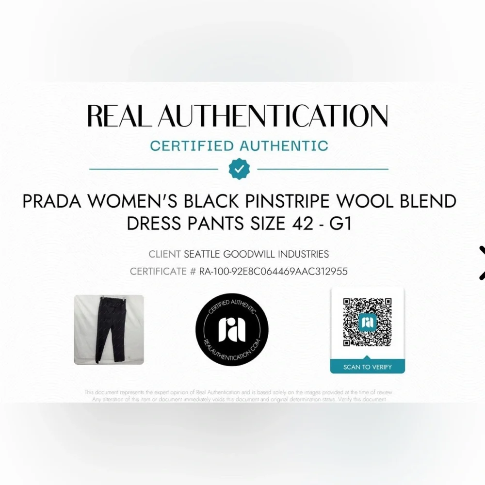 Prada, Black Pinstripe pants, 100% authentic w/ COA - Picture 5 of 10